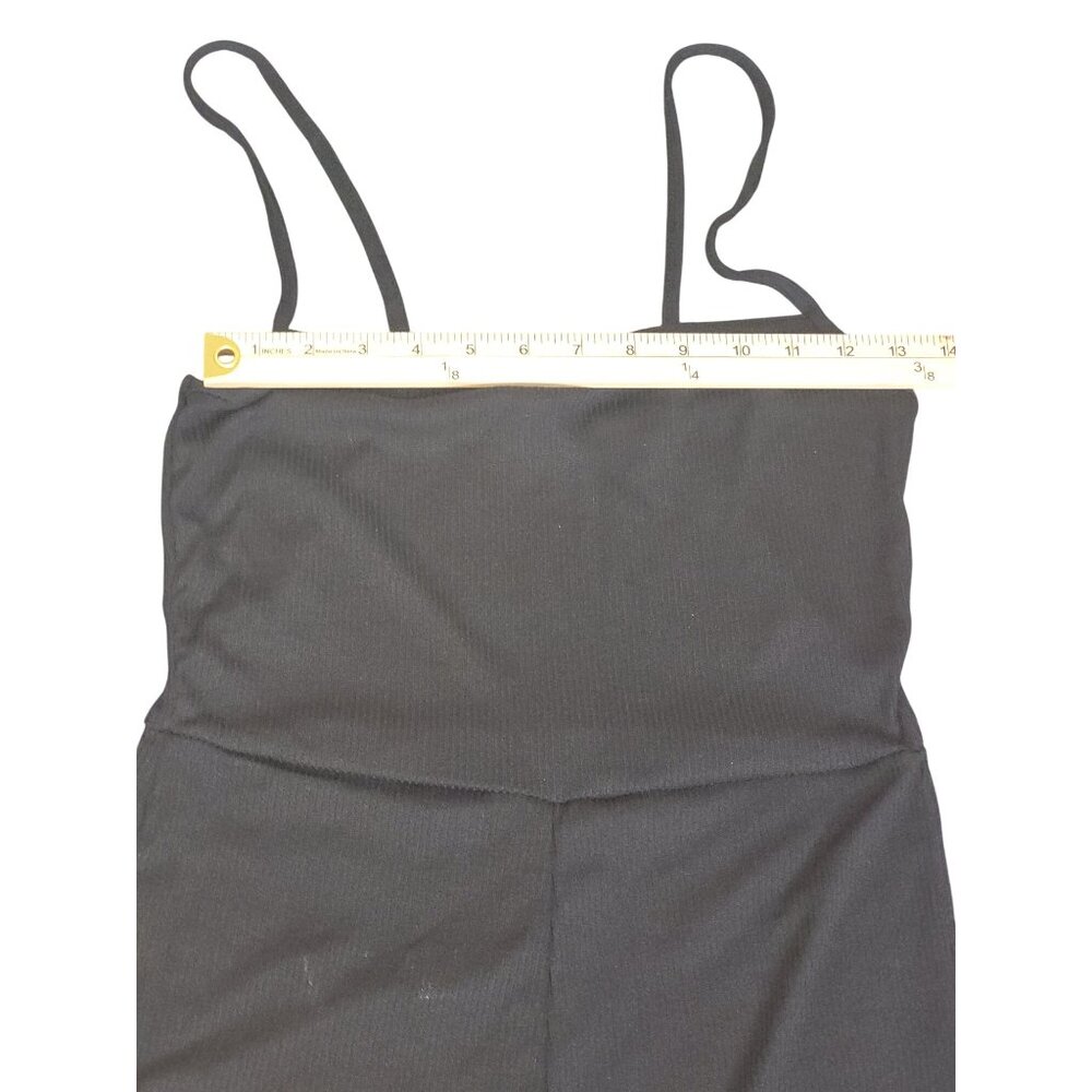 PrettyLittleThing Black Ribbed Strappy Square Neck Flared Jumpsuit Size10 - Picture 5 of 6